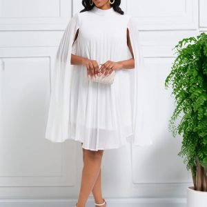 Robe Plissée Courte à Manches Volantes