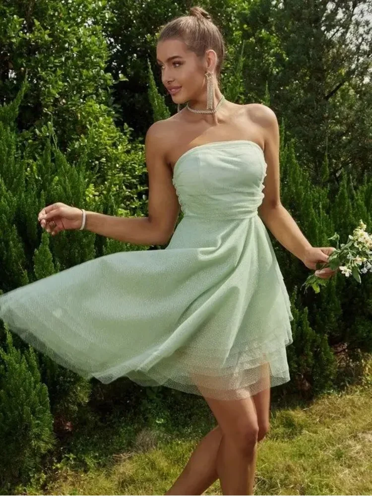 Robe de Cocktail Vert Sauge – Image 3