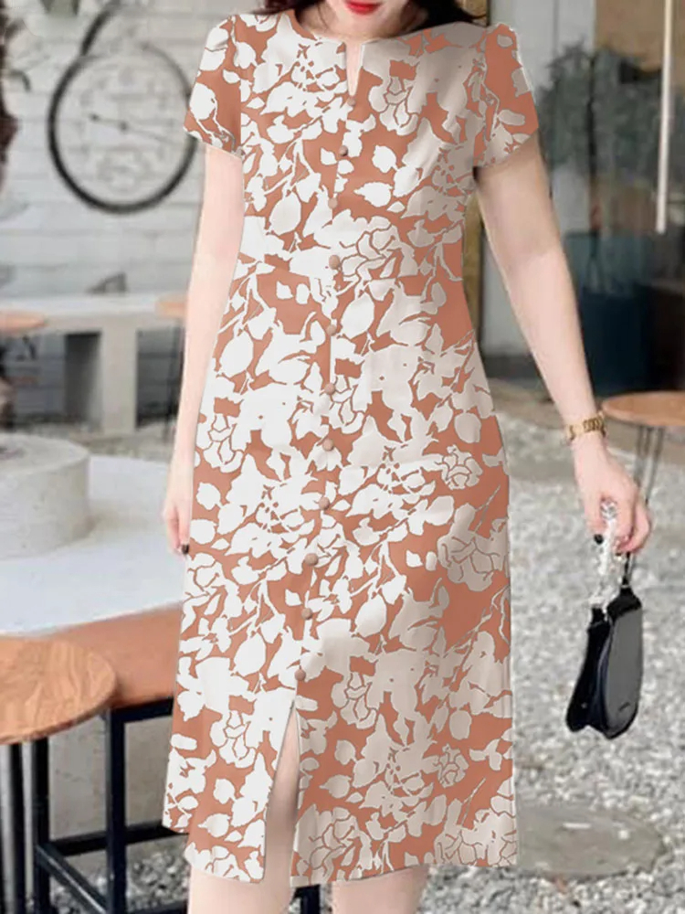 Robe Droite Courte à Motif Floral