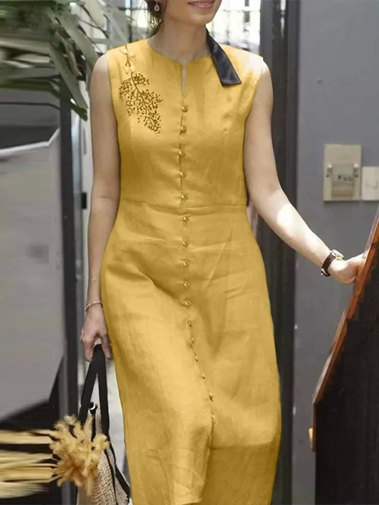 Robe Droite Mi-Longue en Coton