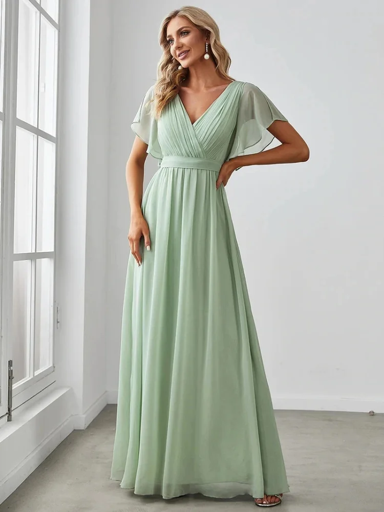 Robe pour Cocktail de Mariage Vert Sauge