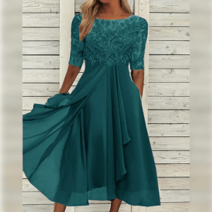 Robe Empire Chic en Dentelle Mi-Longue