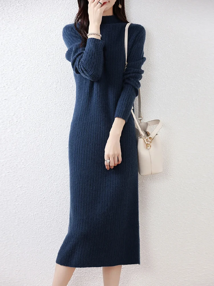 Robe en Laine Bleu Marine