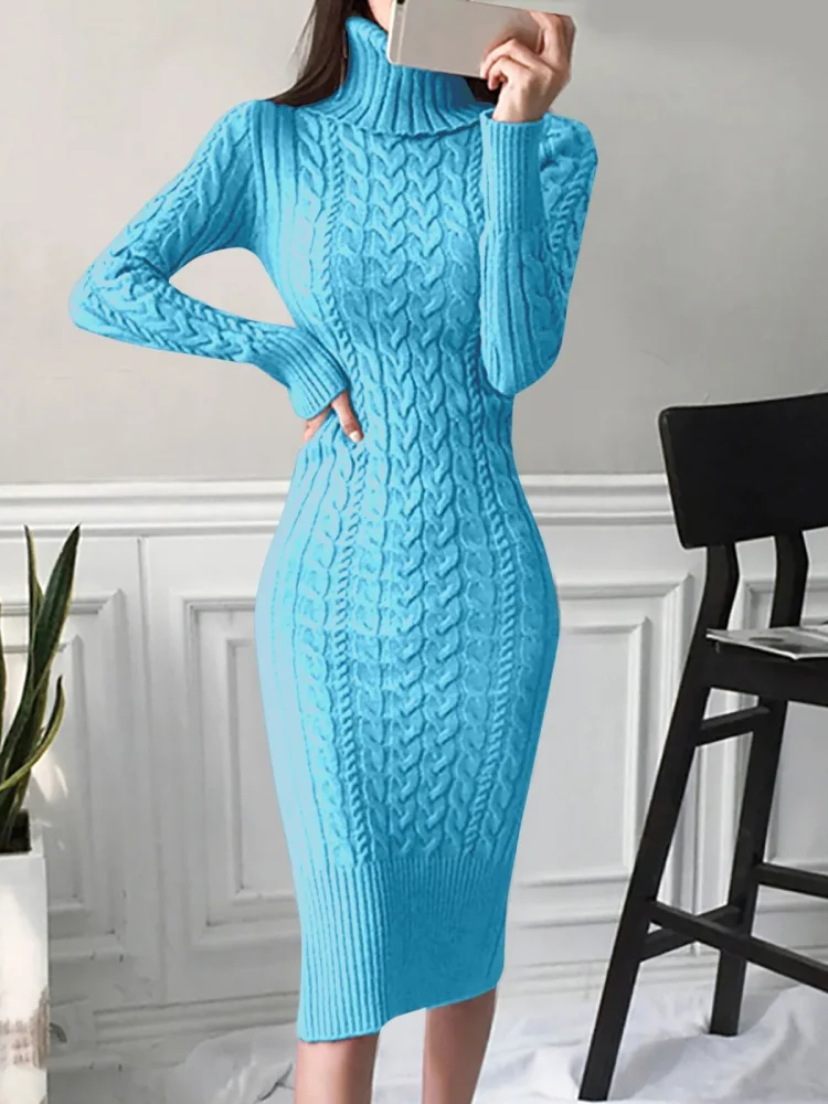 Robe Col Roulé en Maille