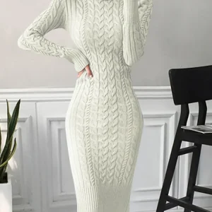 Robe Col Roulé en Maille