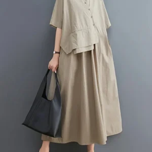 Robe Vert Kaki Longue et Ample