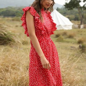 Robe à Volant Longue Élégante