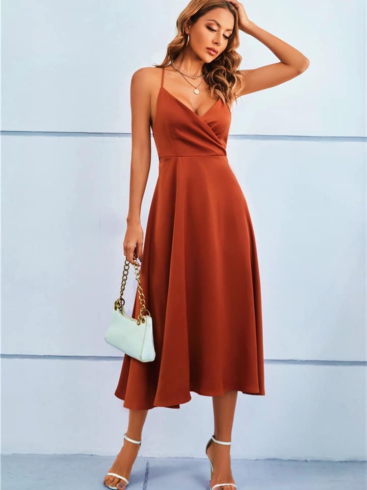 Robe Terracotta en Satin – Image 3