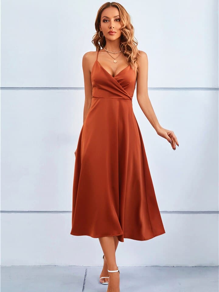 Robe Terracotta en Satin