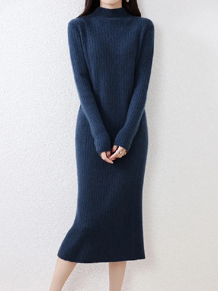 Robe en Laine Bleu Marine – Image 4
