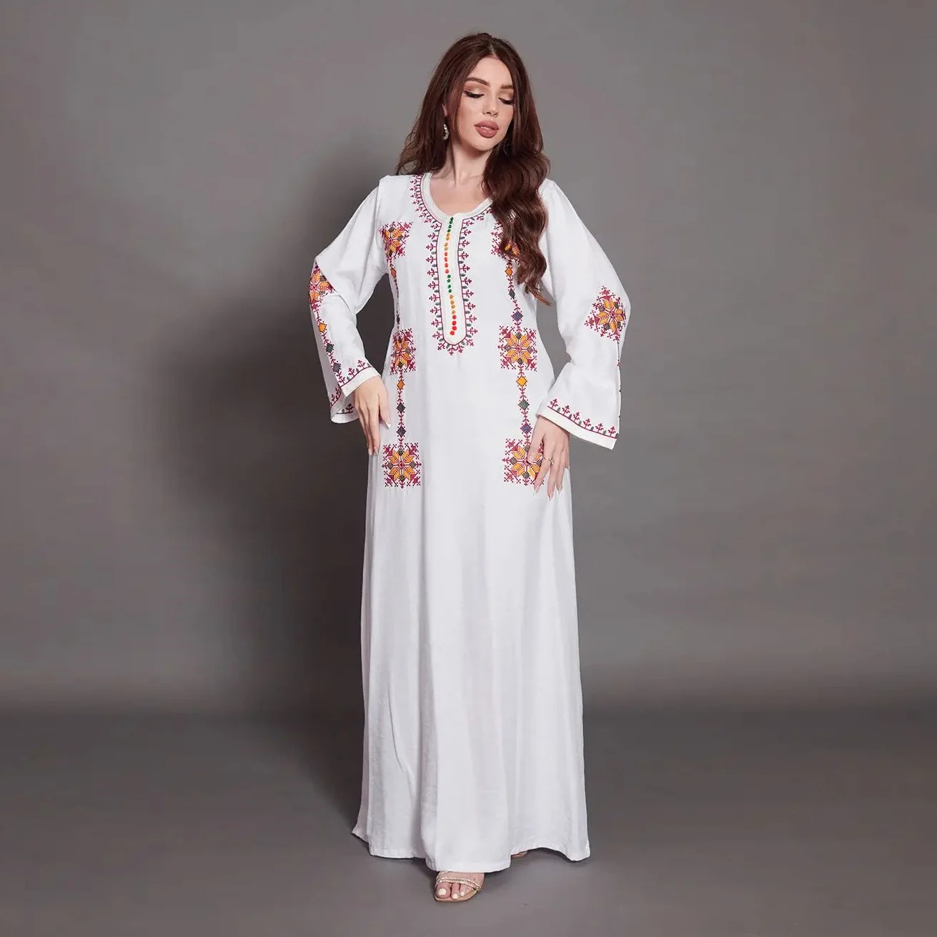 Robe Kabyle à Manches Longues Blanche