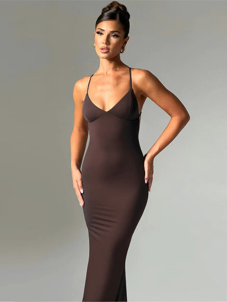 Robe Sirène Longue à Bretelles Fines