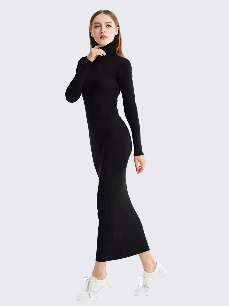 Robe Col Roulé Longue