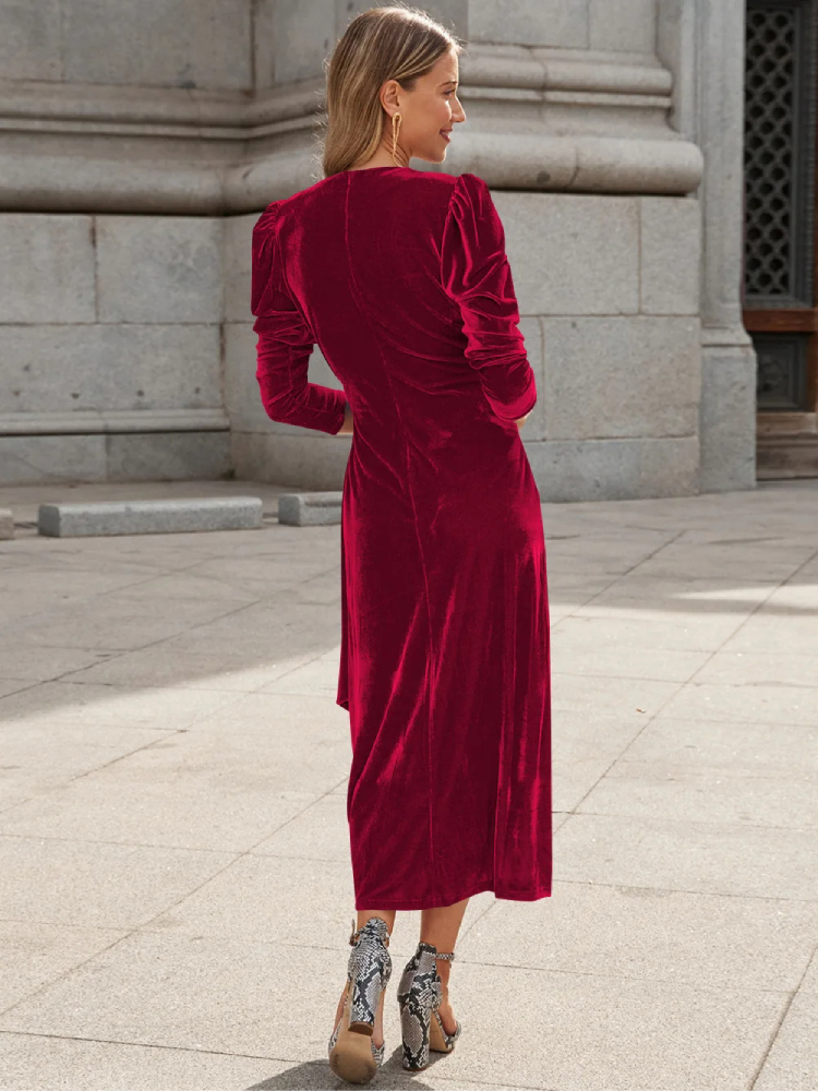 Robe Portefeuille Rouge en Velours – Image 4