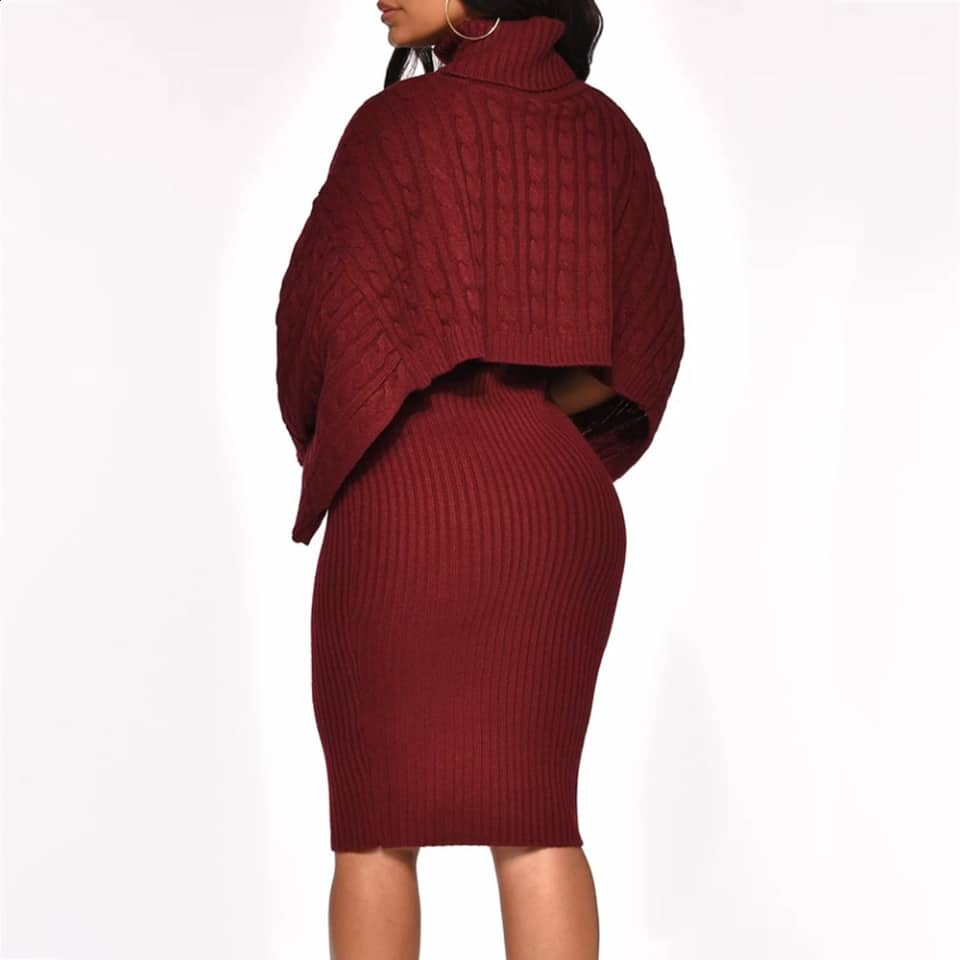 Robe Col Roulé Bordeaux