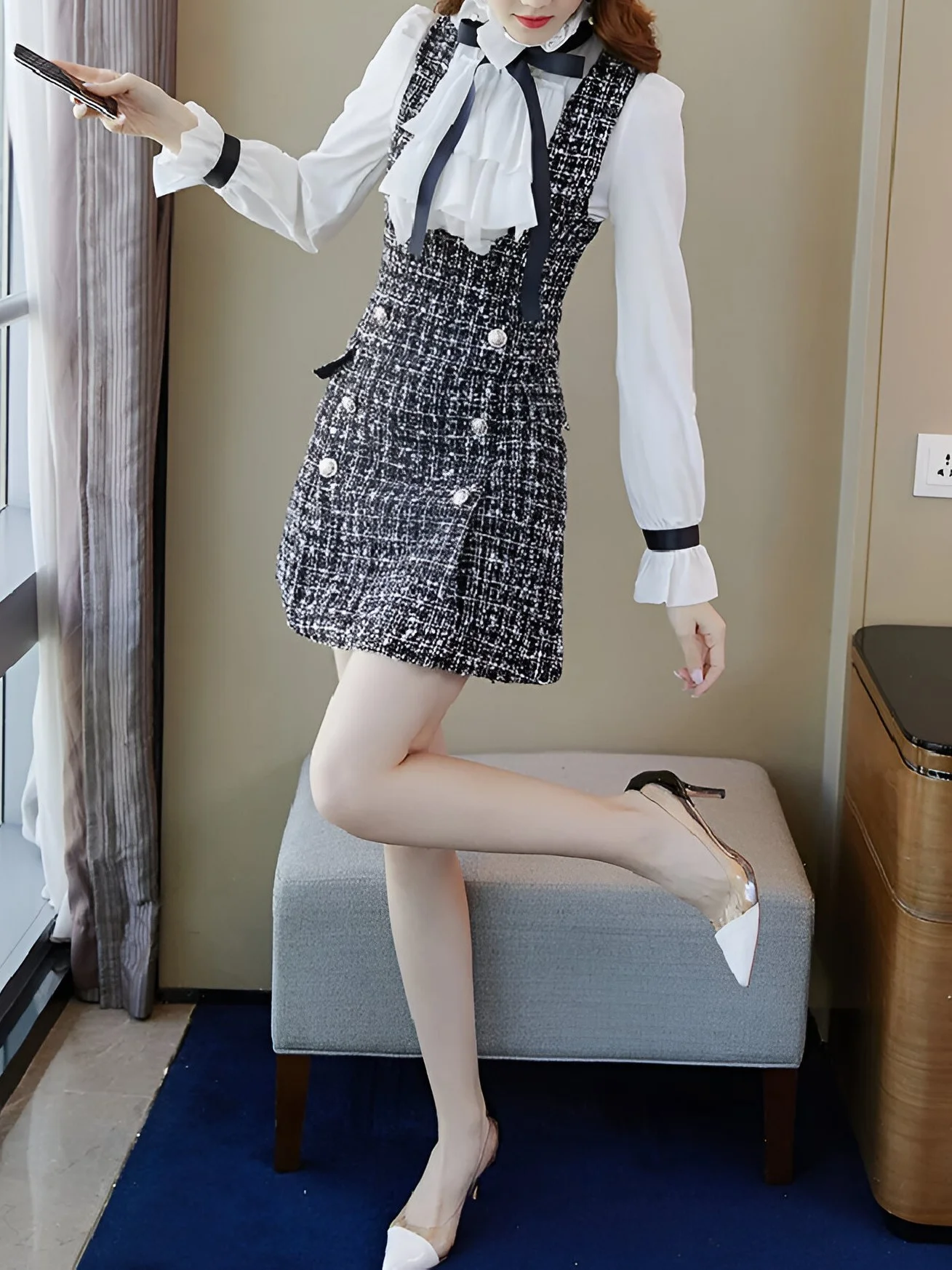 Robe Salopette en Tweed