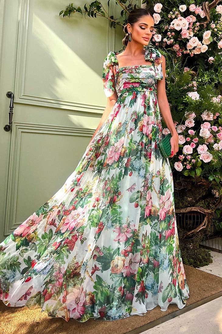 Robe Longue Dos Nu Bohème Fleurie