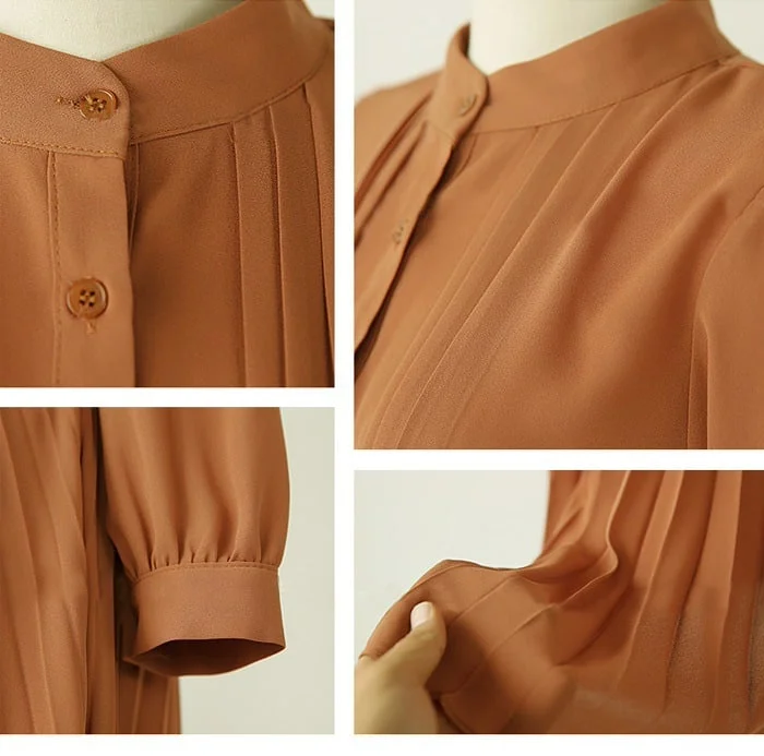 Robe Chemise Élégante en Mousseline de Soie Manches Longues pour Femmes – Image 3