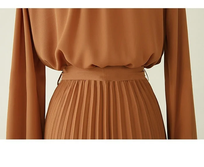 Robe Chemise Élégante en Mousseline de Soie Manches Longues pour Femmes – Image 4