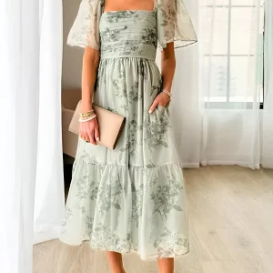 Robe Vert Sauge Dos Nu