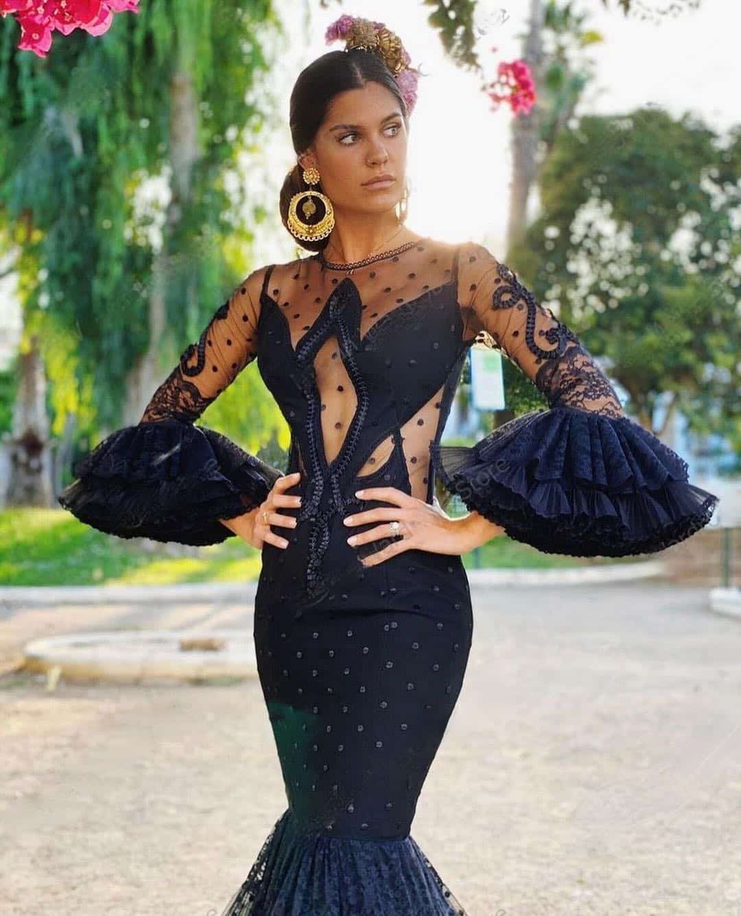 Robe Flamenco Noire Splendide Dentelle