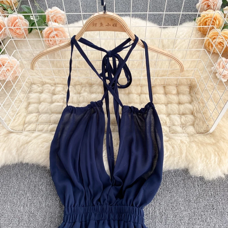 Robe Fluide Longue Fendue Bleue à Épaules Dénudées