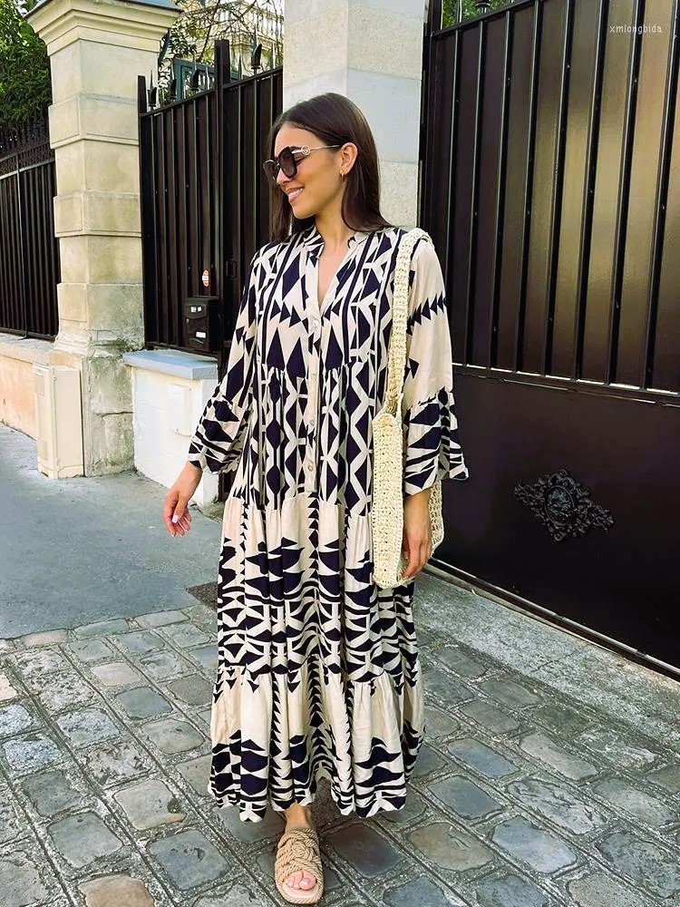 Robe Imprimée à Motif Noir et Blanc