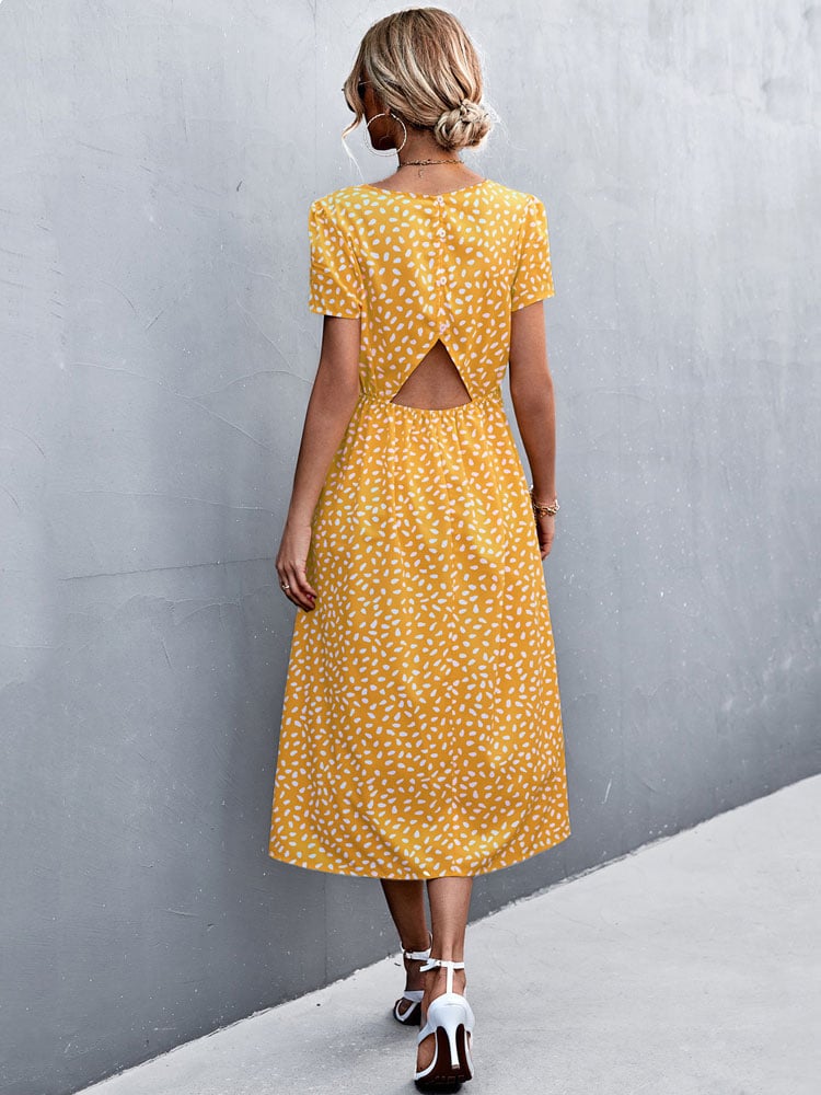 Robe Jaune à Imprimé pour Femmes – Image 3
