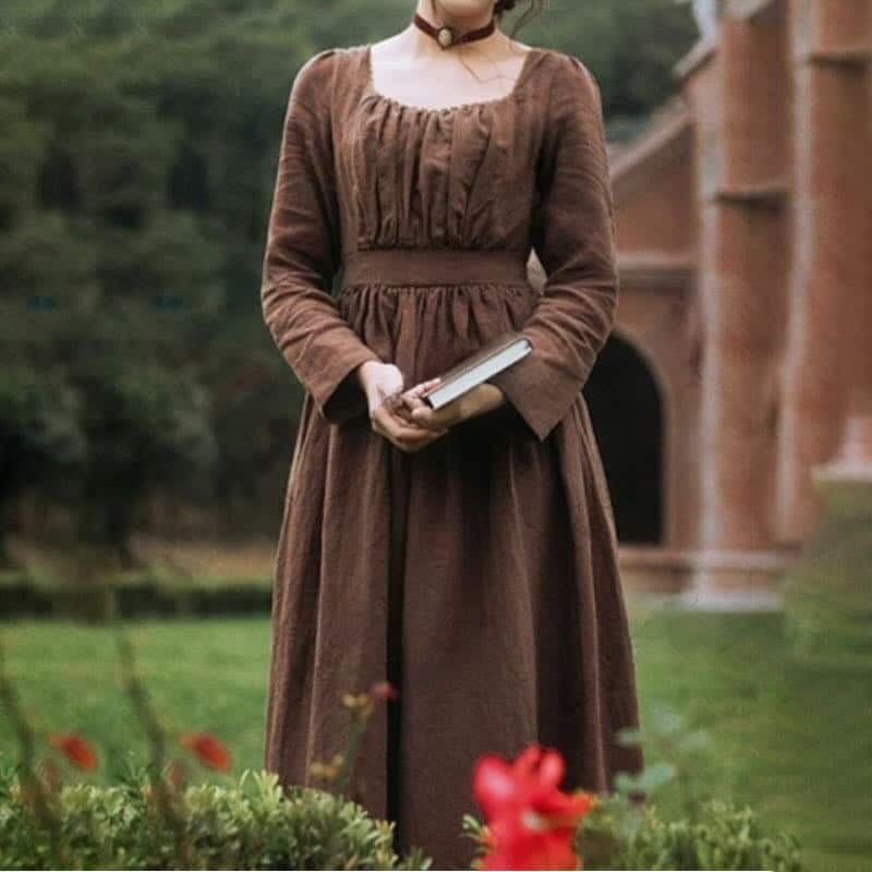 Robe Médiévale Marron, Costume D’époque – Image 3
