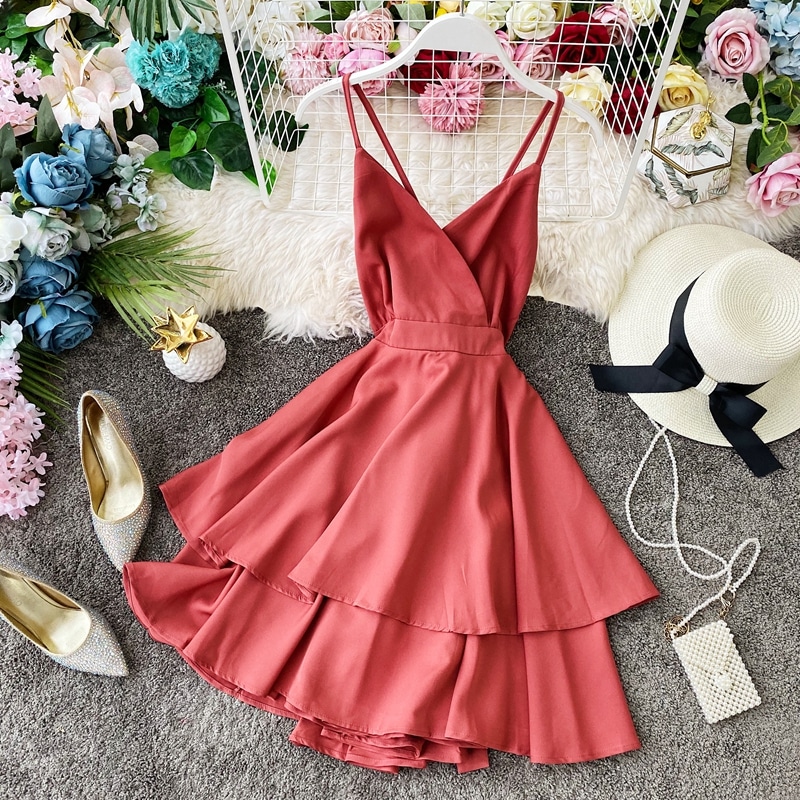 Robe Patineuse à Volants Rose
