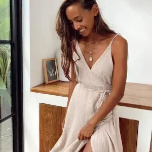 Robe d&rsquo;Été Portefeuille à Bretelles Fines